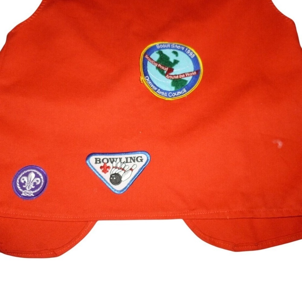 BSA Scouts Red Patch Vest 1993 Denver Area Council Bowling Fleur-de-lis